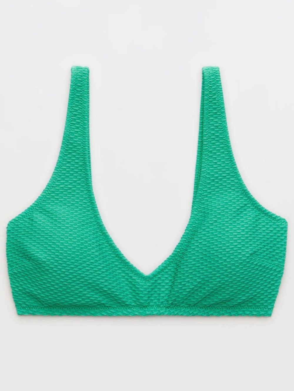 Aerie Jacquard scoop bikini swim top green dazzle L